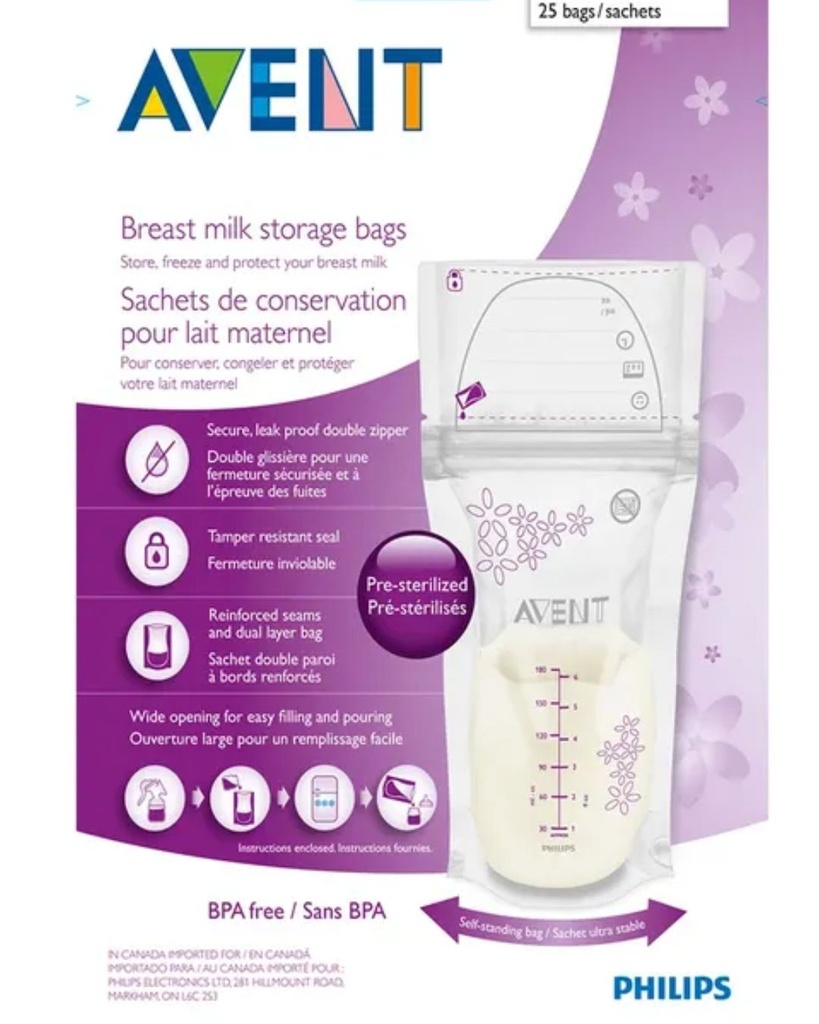 25 Sachets pour lait maternel