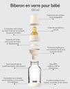 Biberon en Verre latex 120ml