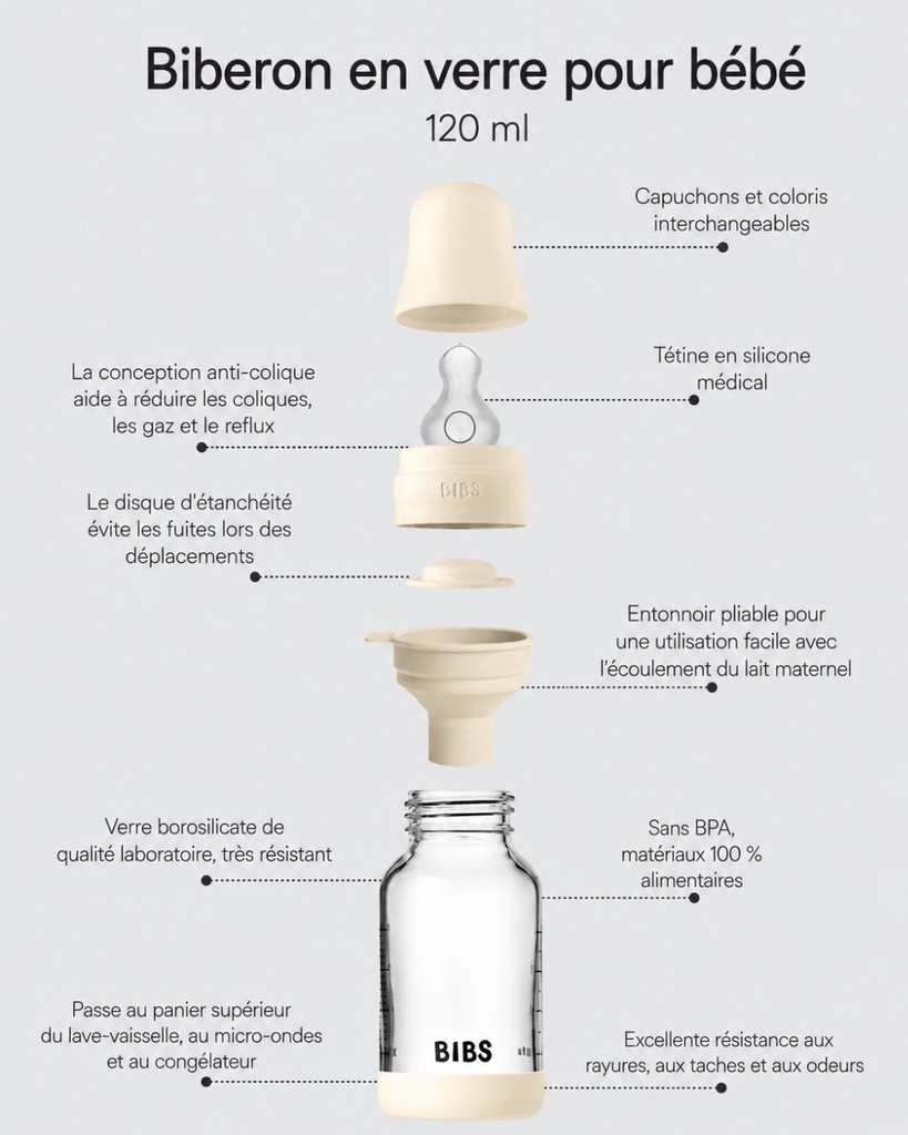 Biberon verre silicone 120ml